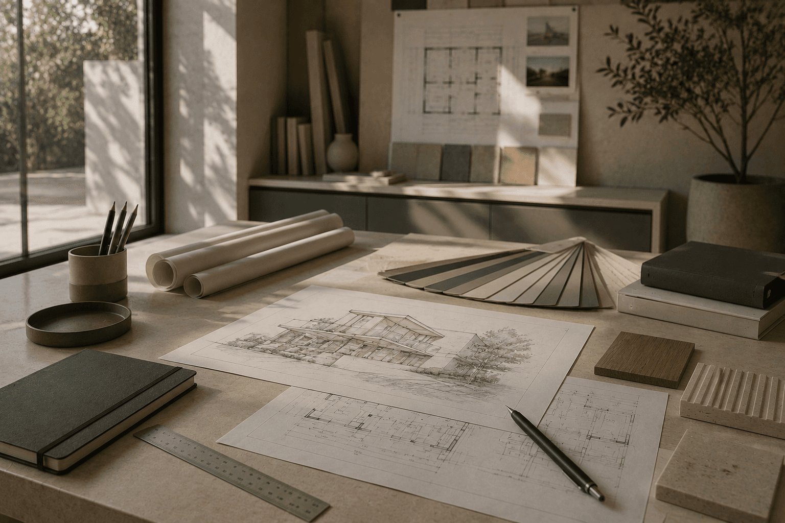 Modello architettonico con planimetria