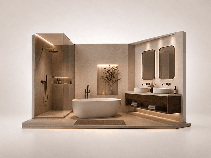 Bagno moderno con doccia e sanitari di design